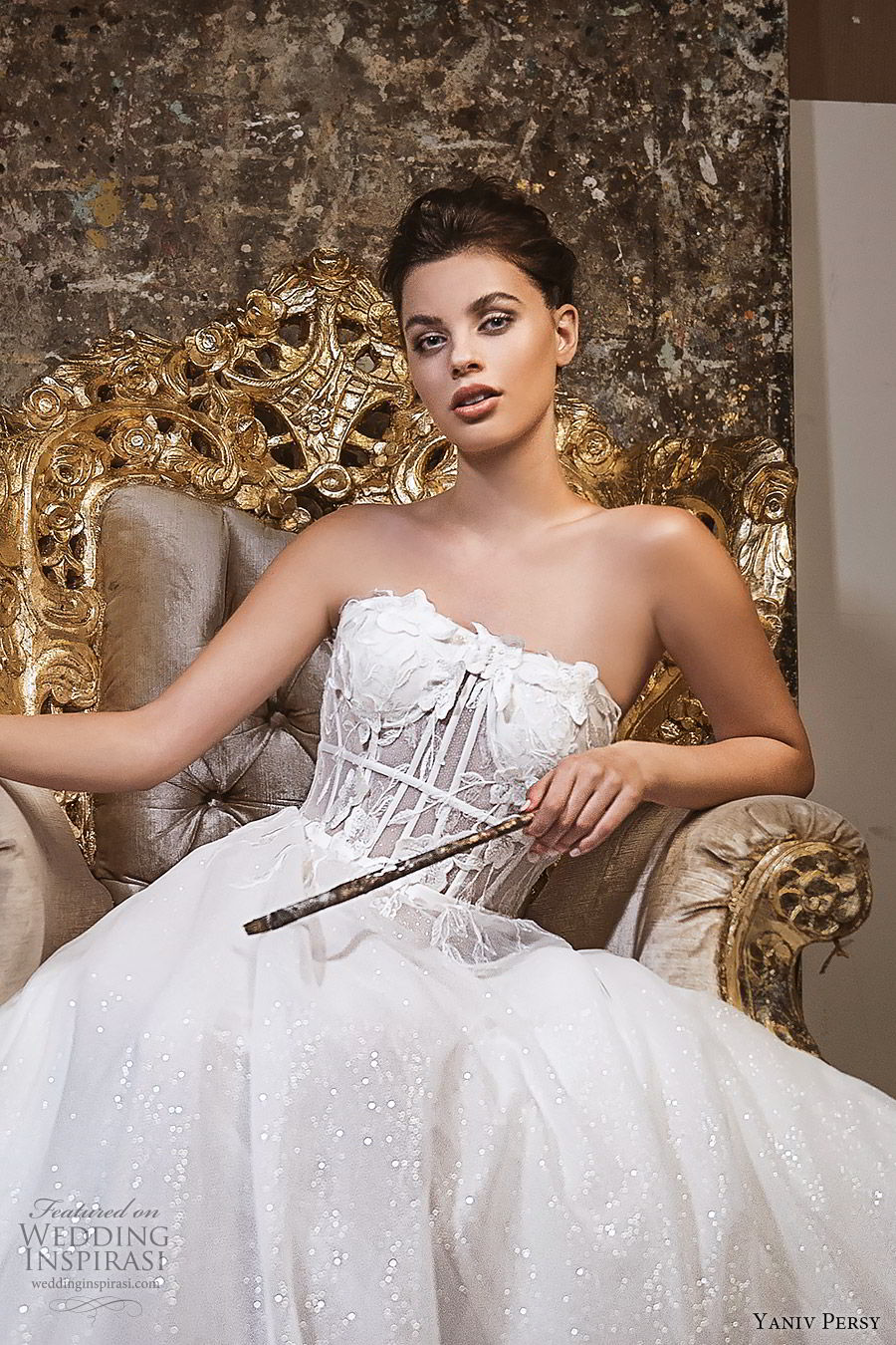 yaniv persy fall 2019 lavish bridal strapless semi sweetheart embellished corset bodice a line ball gown wedding dress romantic sexy modern (6) mv