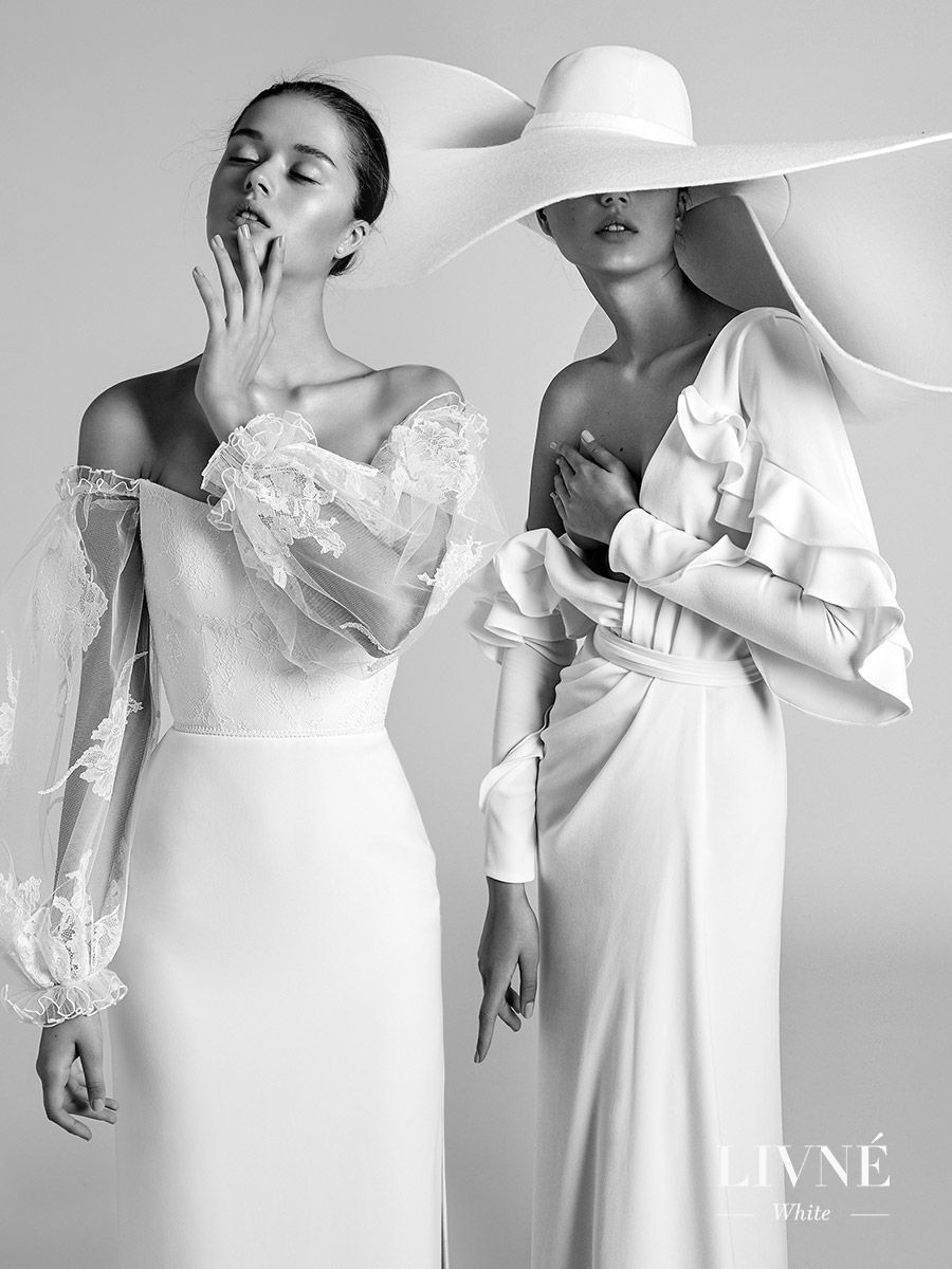 alon livne white fall 2019 bridal iconic modern wedding dresses rita isabella hat