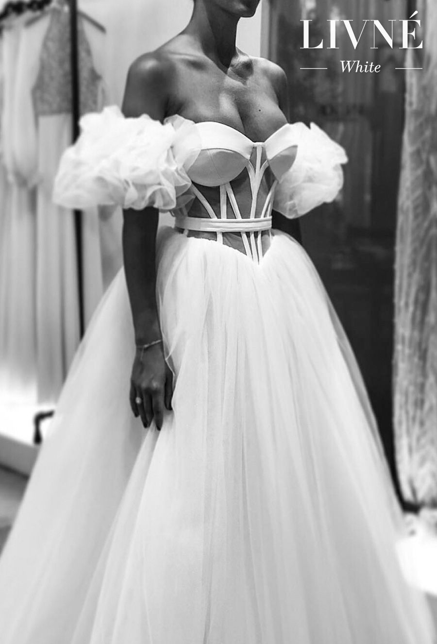 alon livne white fall 2019 bridal off the shoulder sweetheart neckline bustier sophiscated modern ball gown a  line wedding dress (9) mv