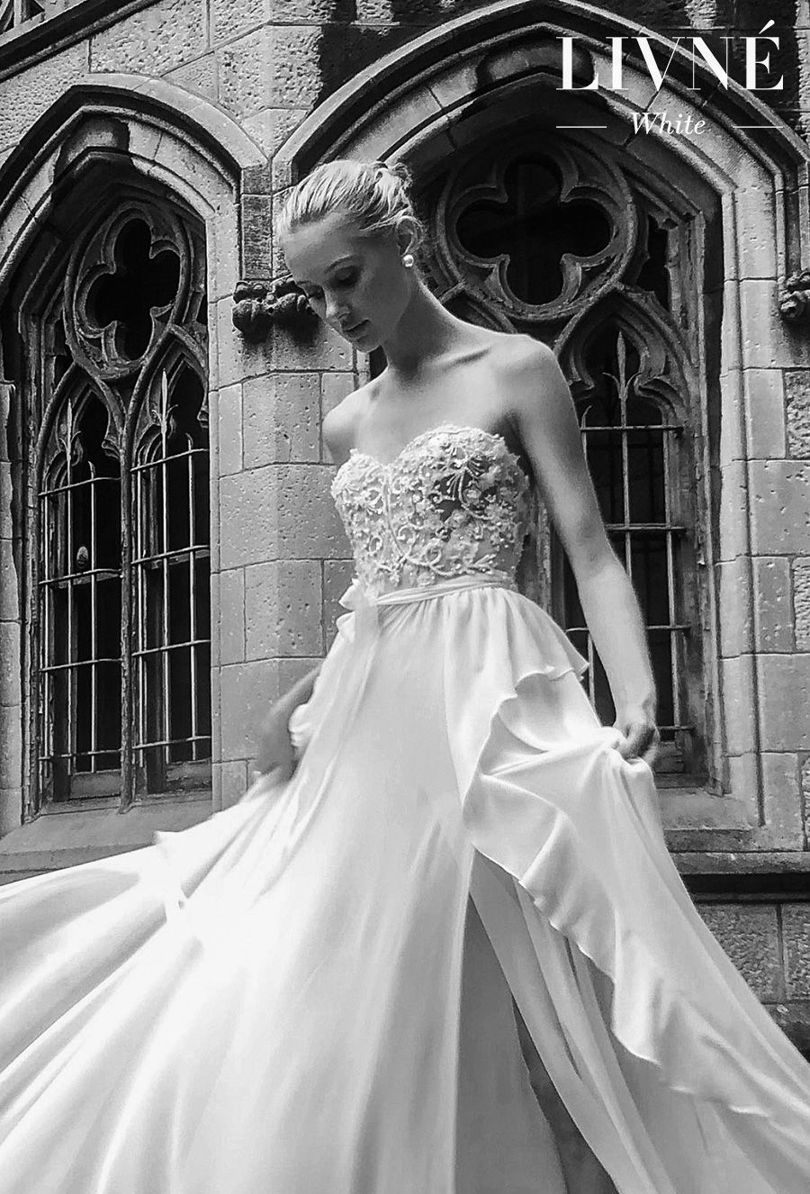 alon livne white fall 2019 bridal strapless sweetheart neckline heavily embellished bodice romantic a  line wedding dress (florette) mv 