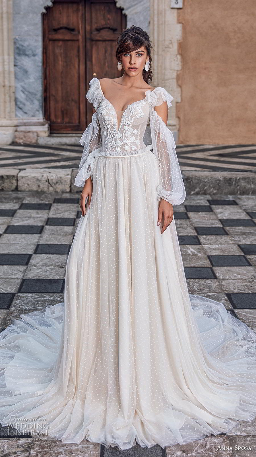 anna sposa 2019 bridal long bishop sleeves off the shoulder deep sweetheart neckline heavily embellished bodice vintage a line wedding dress backless v back chapel train (9) mv anna sposa 2019 bridal long bishop sleeves off the shoulder deep sweetheart neckline heavily embellished bodice vintage a line wedding dress backless v back chapel train (9) mv