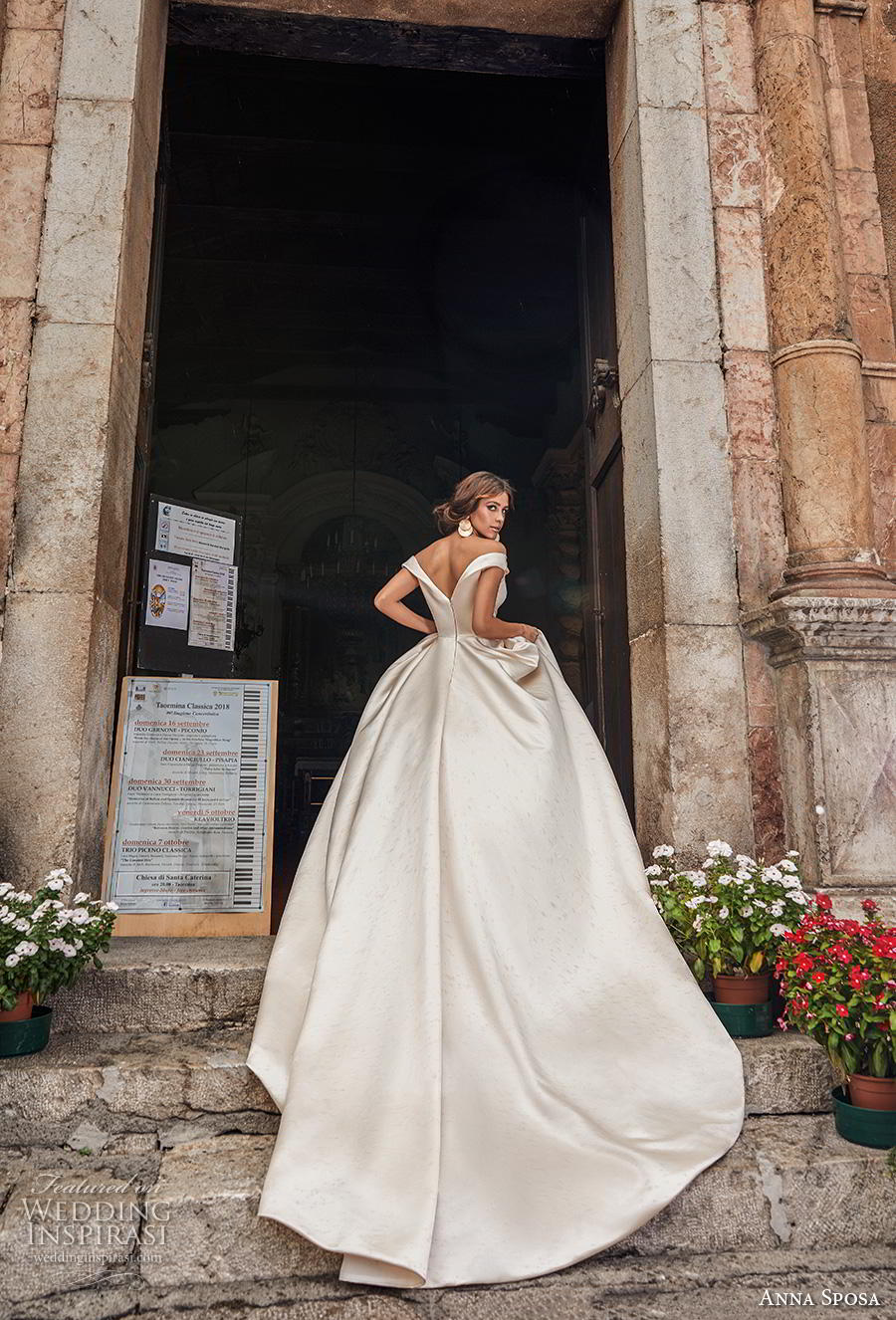 anna sposa 2019 bridal off the shoulder sweetheart neckline simple satin elegant ivory ball gown a  line wedding dress v back royal train (14) bv