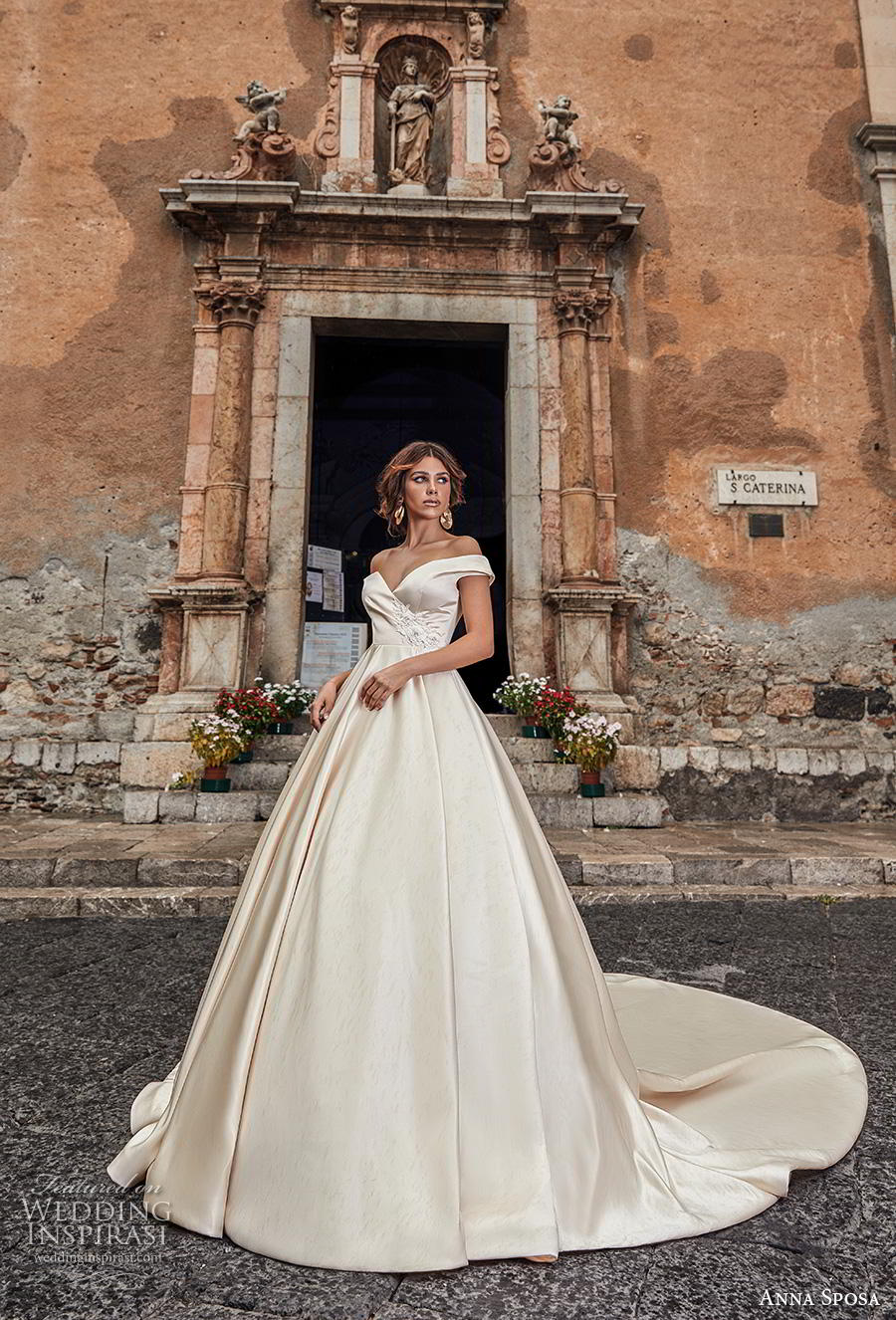 anna sposa 2019 bridal off the shoulder sweetheart neckline simple satin elegant ivory ball gown a line wedding dress v back royal train (14) mv anna sposa 2019 bridal off the shoulder sweetheart neckline simple satin elegant ivory ball gown a line wedding dress v back royal train (14) mv
