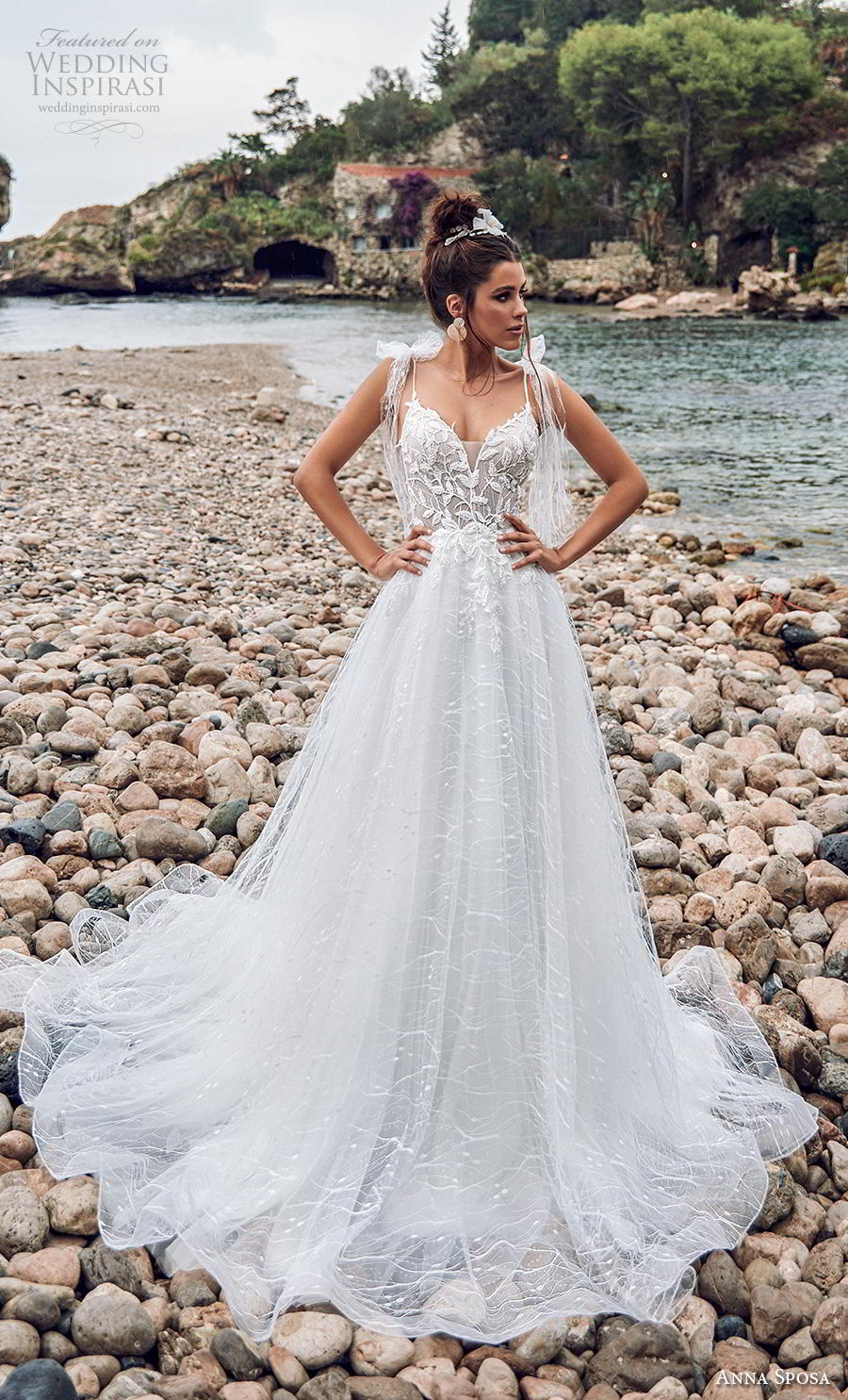 anna sposa 2019 bridal sleeveless spaghetti ribbon strap sweetheart neckline heavily embellished bodice romantic a line wedding dress backless v back chapel train (2) mv anna sposa 2019 bridal sleeveless spaghetti ribbon strap sweetheart neckline heavily embellished bodice romantic a line wedding dress backless v back chapel train (2) mv