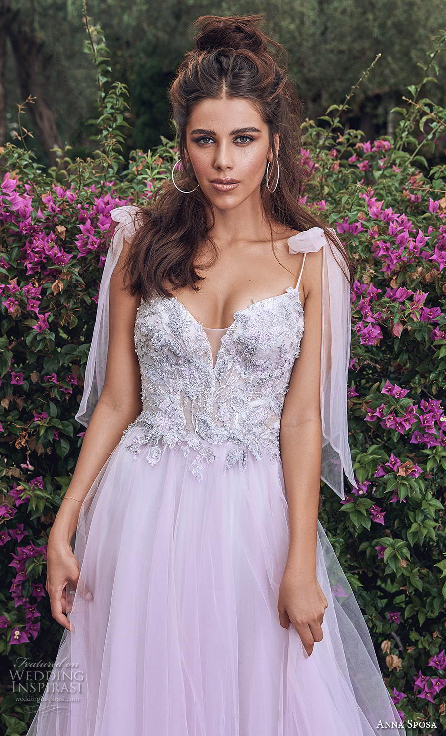 anna sposa 2019 bridal thin ribbon strap sweetheart neckline heavily embellished bodice tulle skirt romantic purple soft a  line wedding dress backless chapel train (7) zv