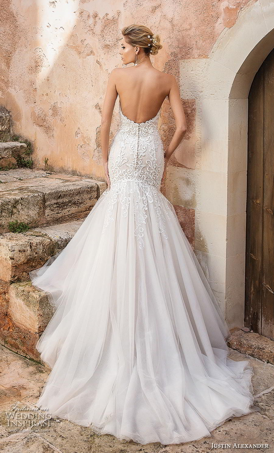 justin alexander spring 2019 bridal strapless sweetheart neckline full embellishment elegant romantic mermaid wedding dress backless chapel train (8) bv