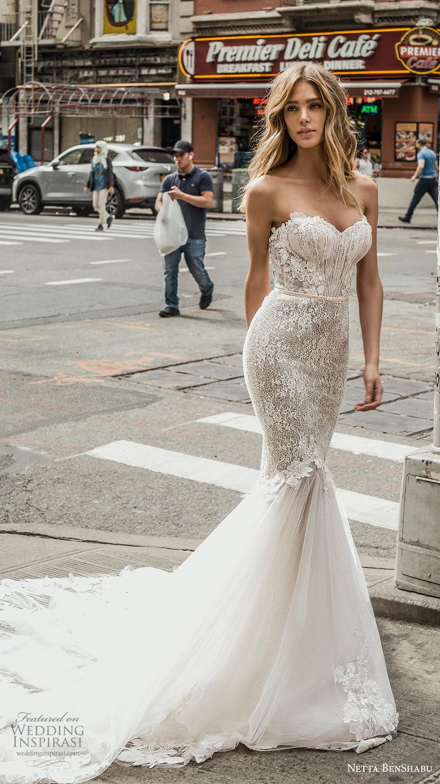 netta benshabu fall 2019 bridal strapless sweetheart neckline heavily embellished bodice mermaid wedding dress mid back chapel train (17) mv