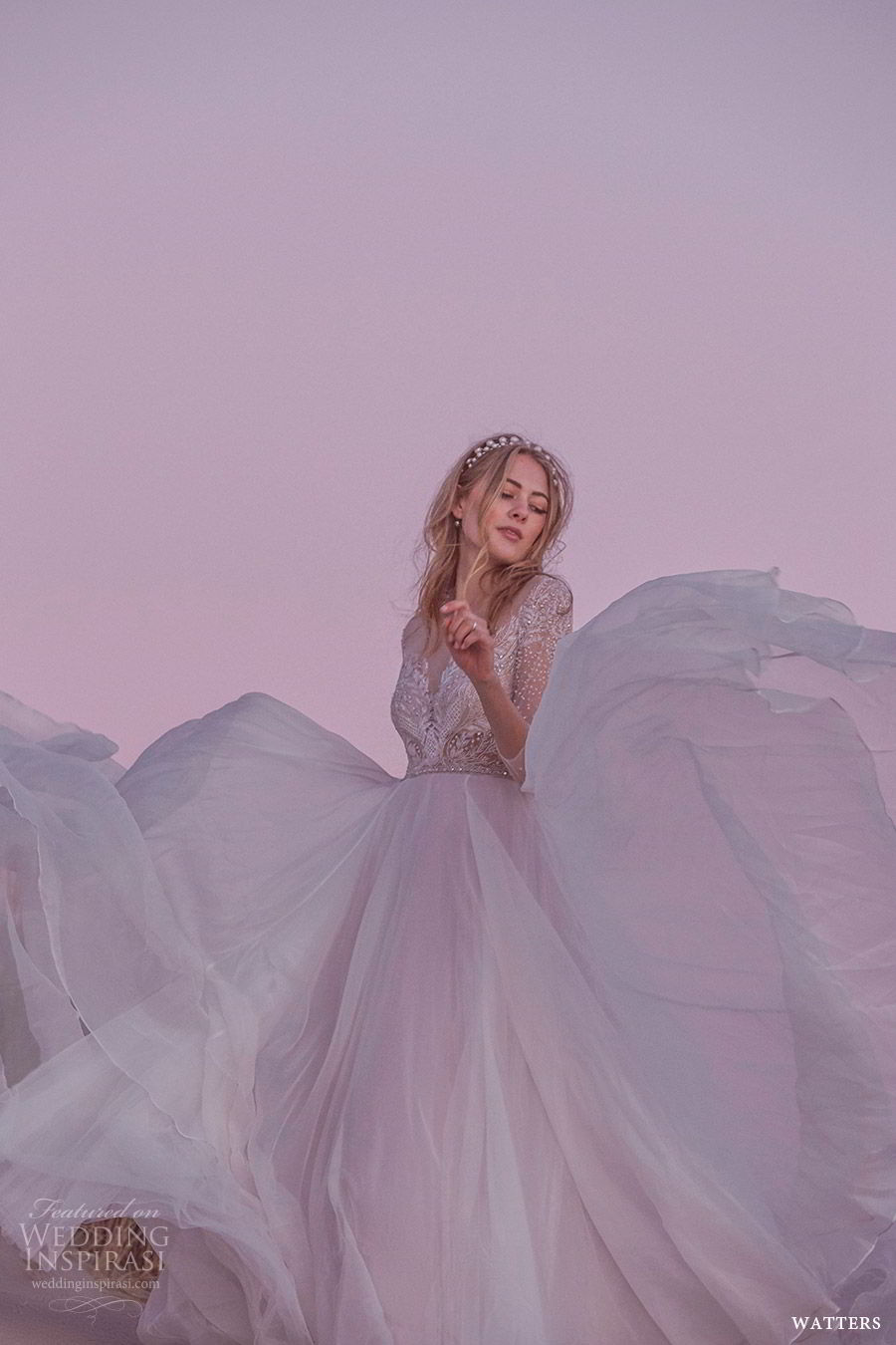 watters spring 2019 bridal illusion 3 quarter sleeves deep v neckline heavily embellished bodice a line ball gown wedding dress (9) mv elegant romantic watters spring 2019 bridal illusion 3 quarter sleeves deep v neckline heavily embellished bodice a line ball gown wedding dress (9) mv elegant romantic