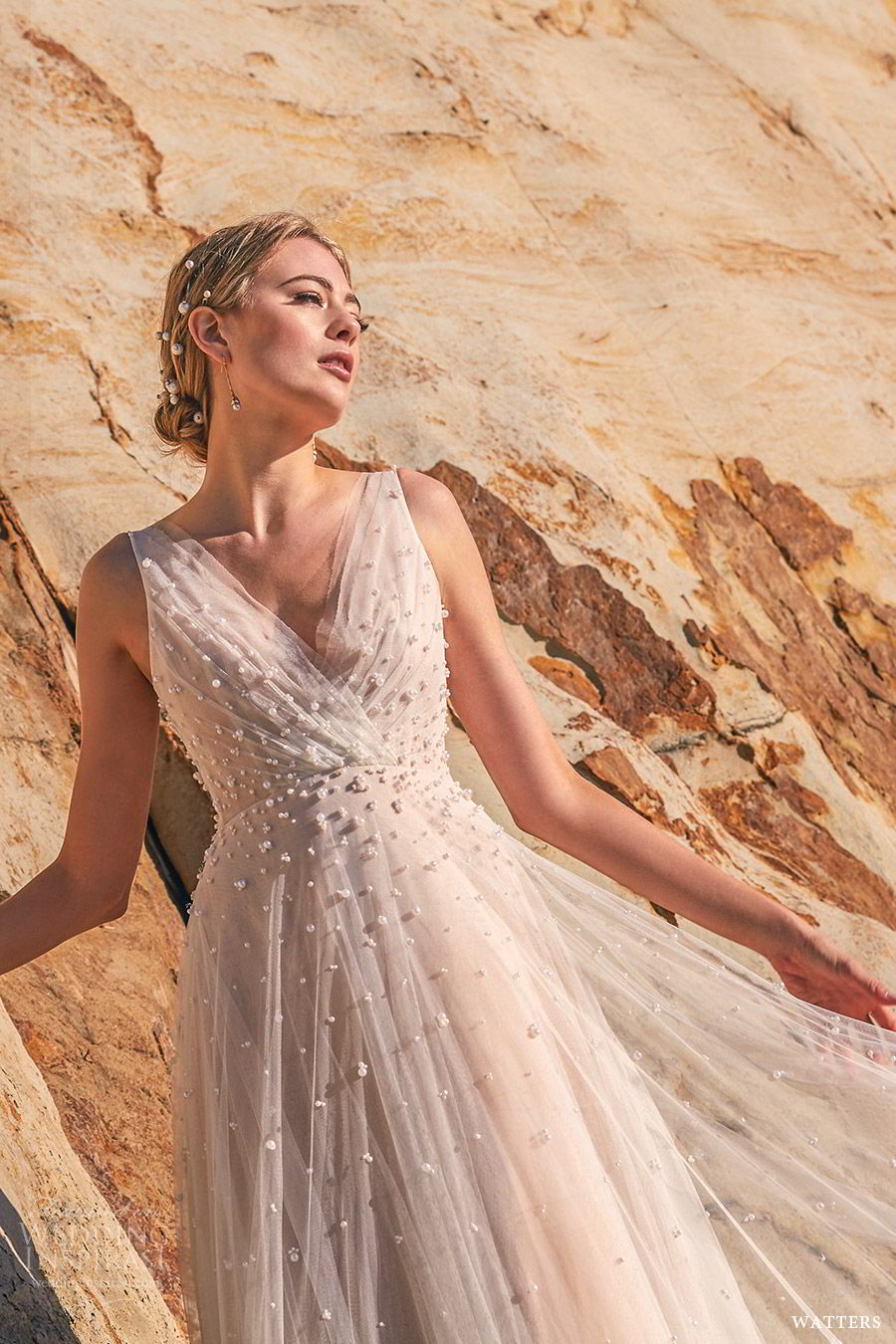 watters spring 2019 bridal sleeveless v neck ruched bodice fully embellished a line ball gown wedding dress (8) mv romantic elegant watters spring 2019 bridal sleeveless v neck ruched bodice fully embellished a line ball gown wedding dress (8) mv romantic elegant