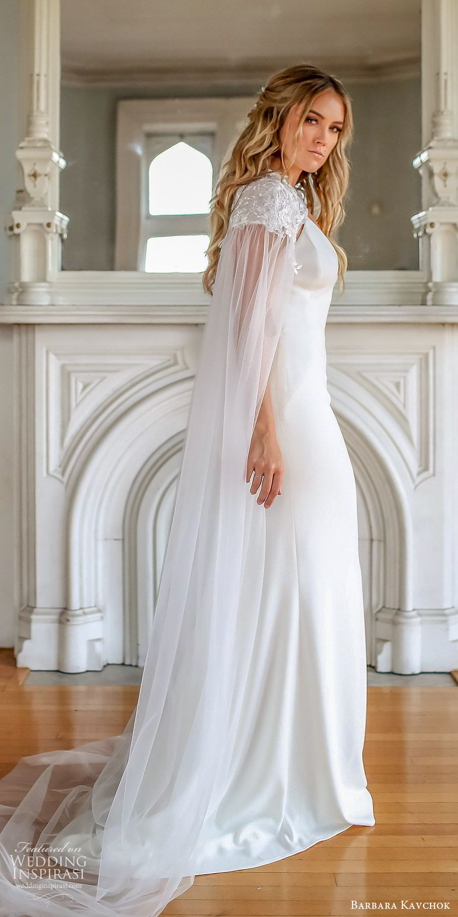 barbara kavchok fall 2019 bridal sleeveless thin straps sweetheart neckline sheath wedding dress (3) sv sheer cape illusion cutout back chapel train minimal chic modern romantic barbara kavchok fall 2019 bridal sleeveless thin straps sweetheart neckline sheath wedding dress (3) sv sheer cape illusion cutout back chapel train minimal chic modern romantic
