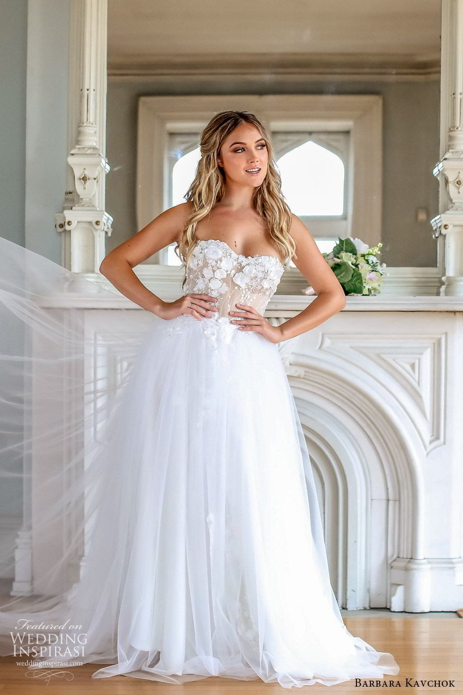 barbara kavchok fall 2019 bridal strapless sweetheart embellished bodice ball gown a line wedding drss (1) mv chapel train elegant romantic