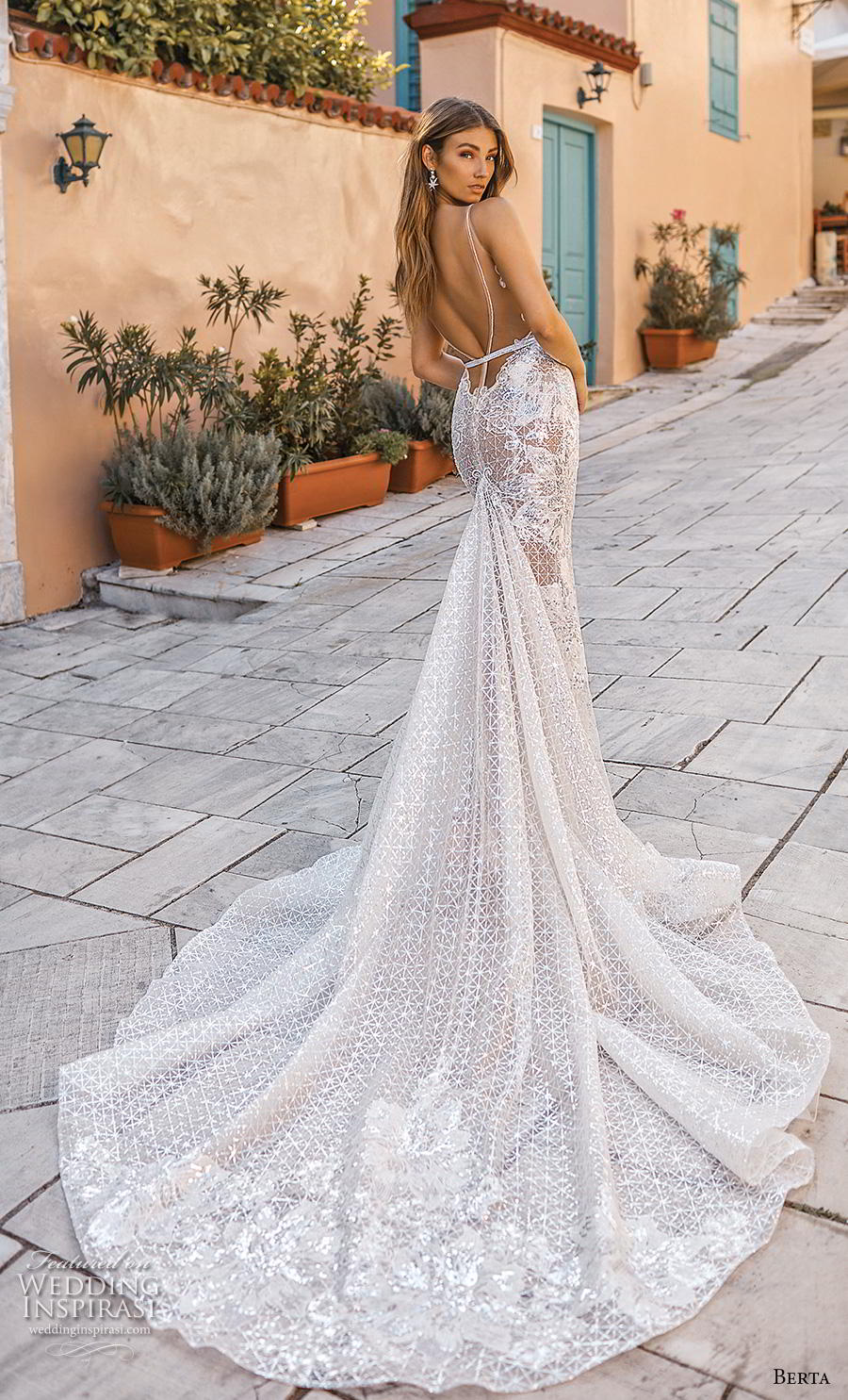 berta fall 2019 bridal sleeveless deep v neck full embellishment elegant sexy fit and flare mermaid wedding dress backless scoop back chapel train (13) bv