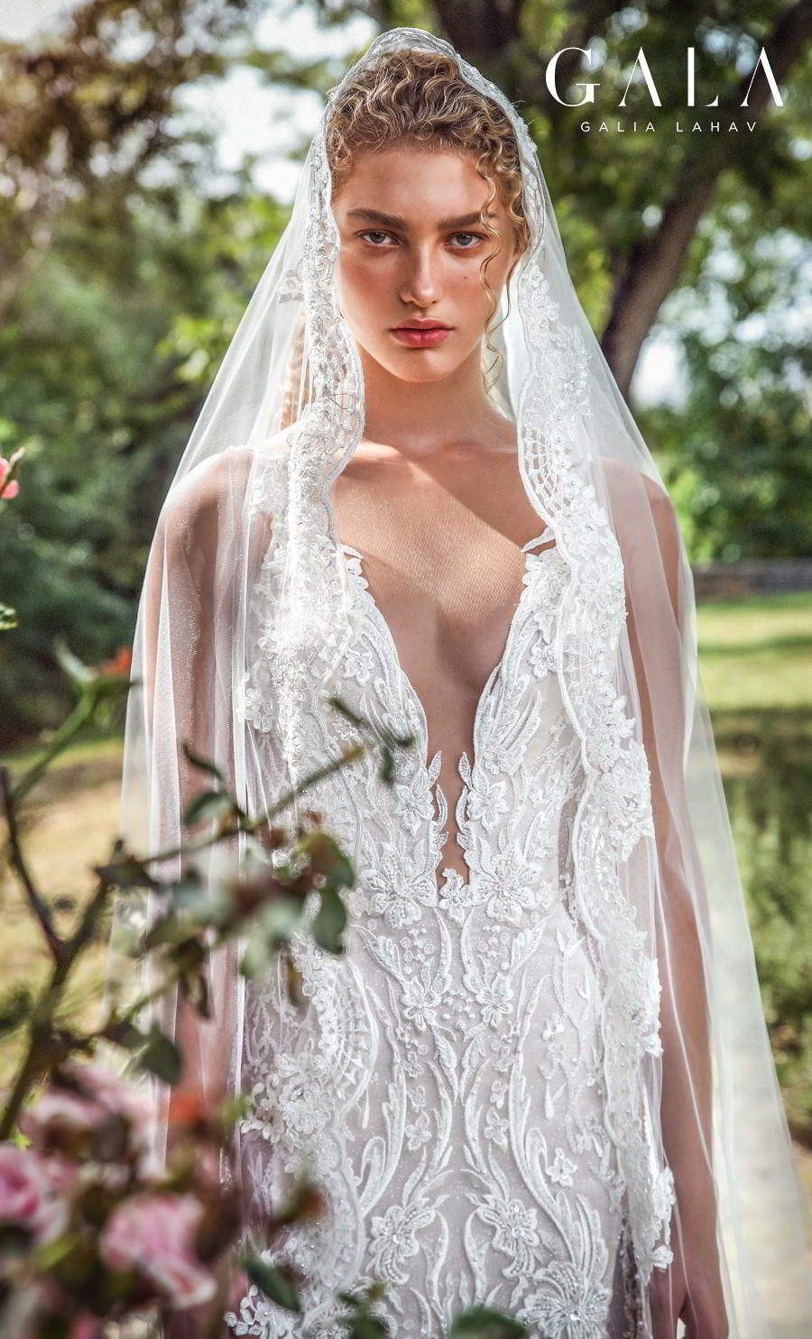 galia lahav gala fall 2019 bridal sleeveless withs trap deep v neck full embellishment elegant lace beautiful sheath wedding dress backless low back chapel train (207) zv