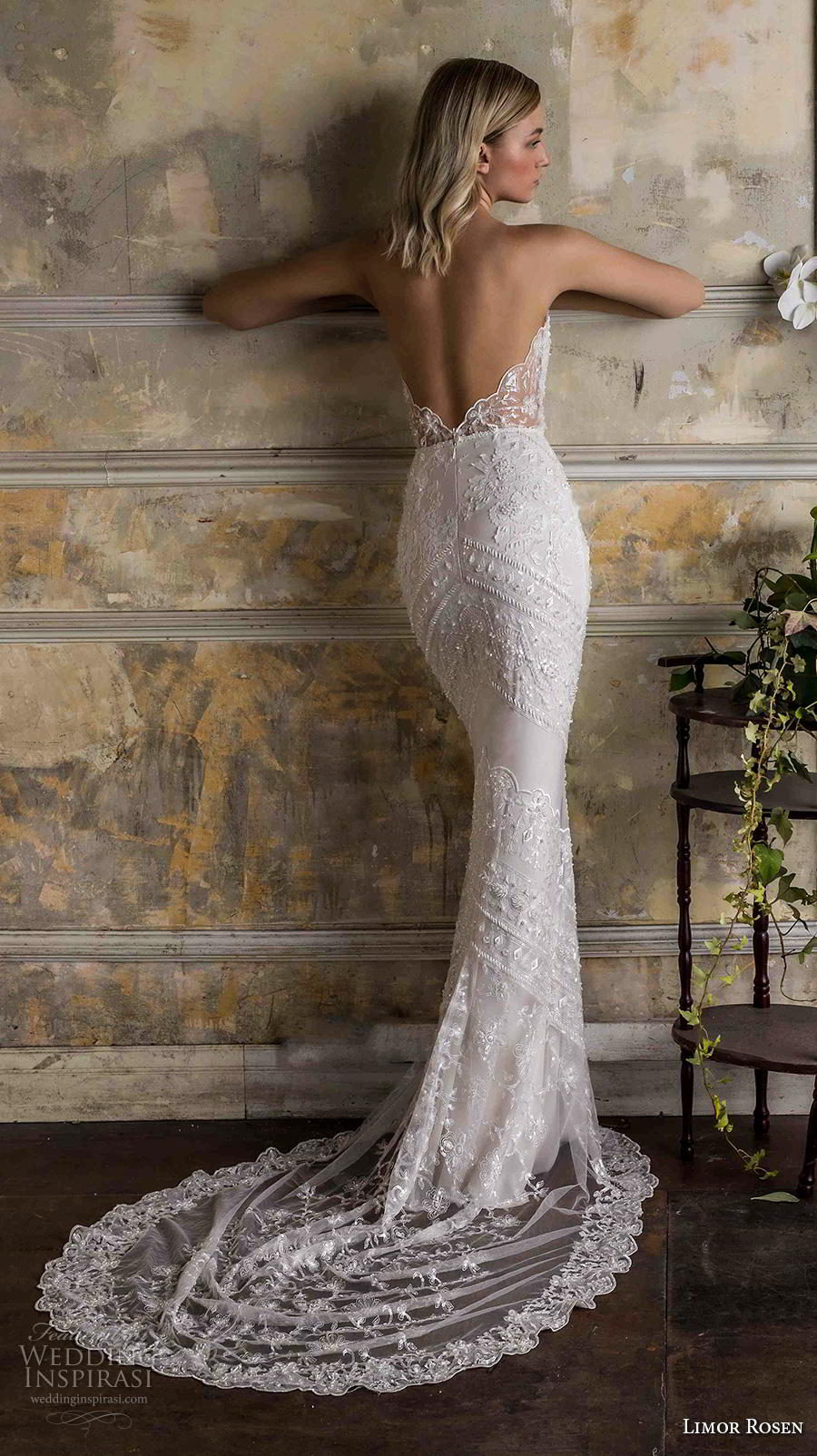 limor rosen 2019 bridal sleeveless illusion jewel halter neck full embellishment elegant sheath wedding dress backless medium train (10) bv
