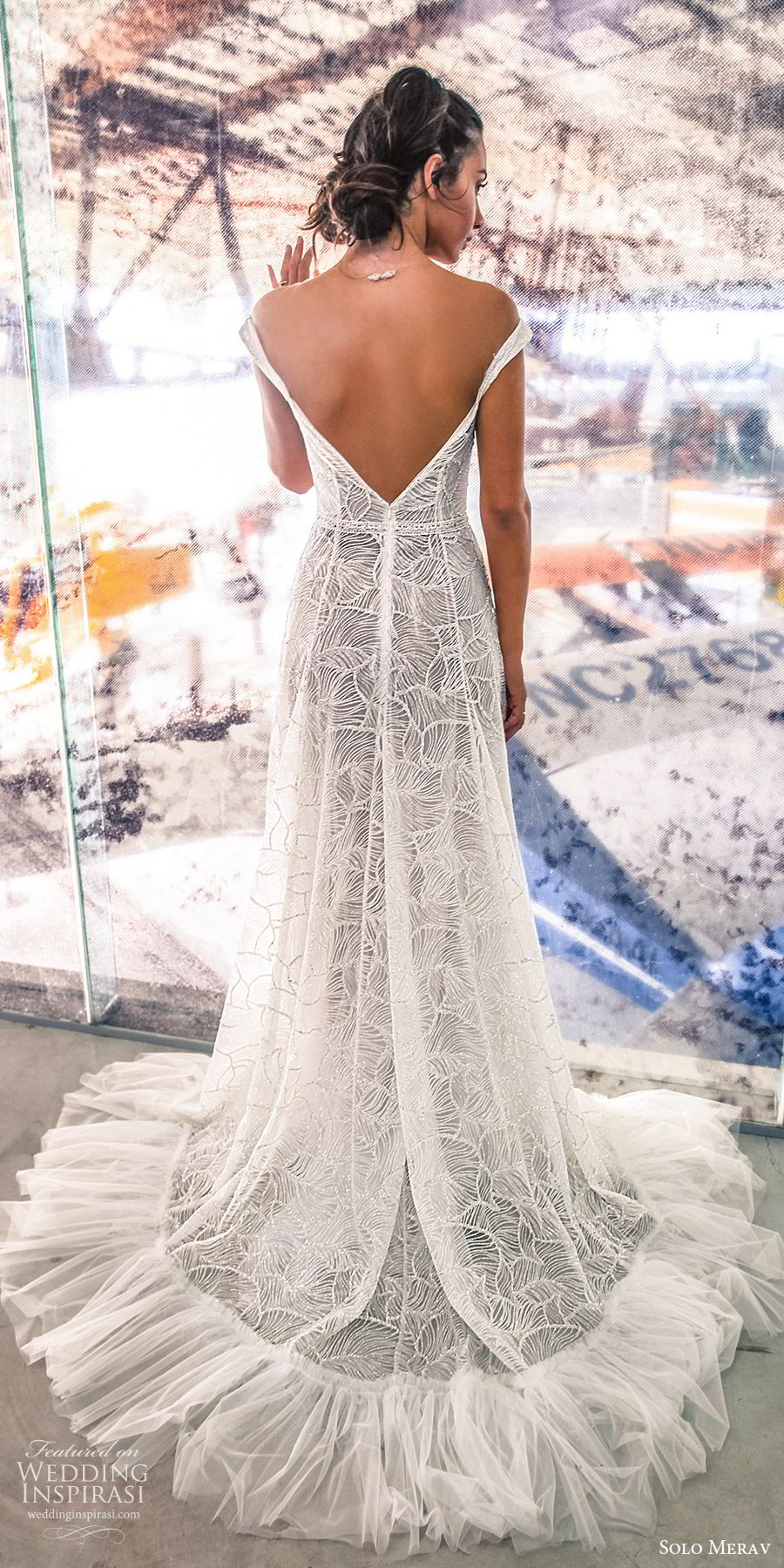 solo merav 2019 bridal off shoulder straps plunging sweetheart neckline embellished a line ball gown wedding dress (4) bv pockets low back chapel train modern elegant