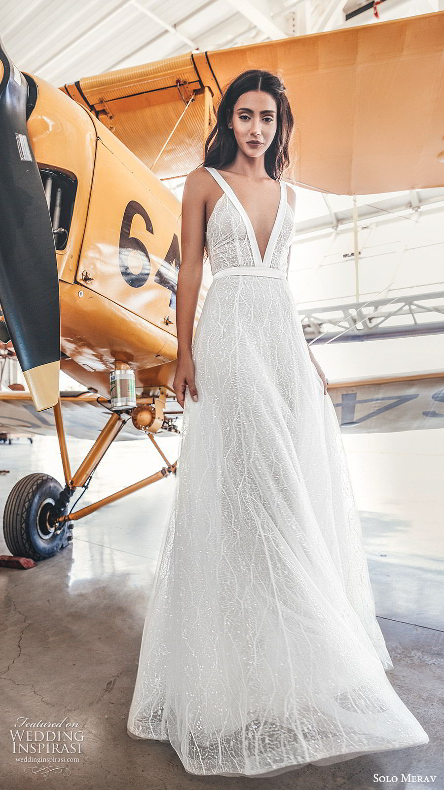 solo merav 2019 bridal sleeveless thick straps deep v neckline fully embellished a line ball gown wedding dress (9) mv elegant romantic modern