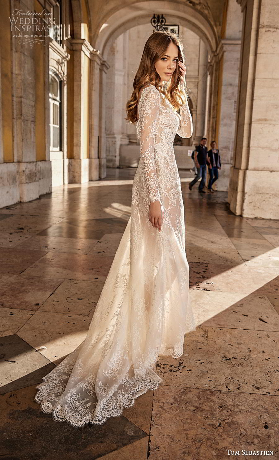 tom sebastian 2019 bridal long sleeves bateau neckline full embellishment elegant a line wedding dress sweep train (3) sdv tom sebastian 2019 bridal long sleeves bateau neckline full embellishment elegant a line wedding dress sweep train (3) sdv