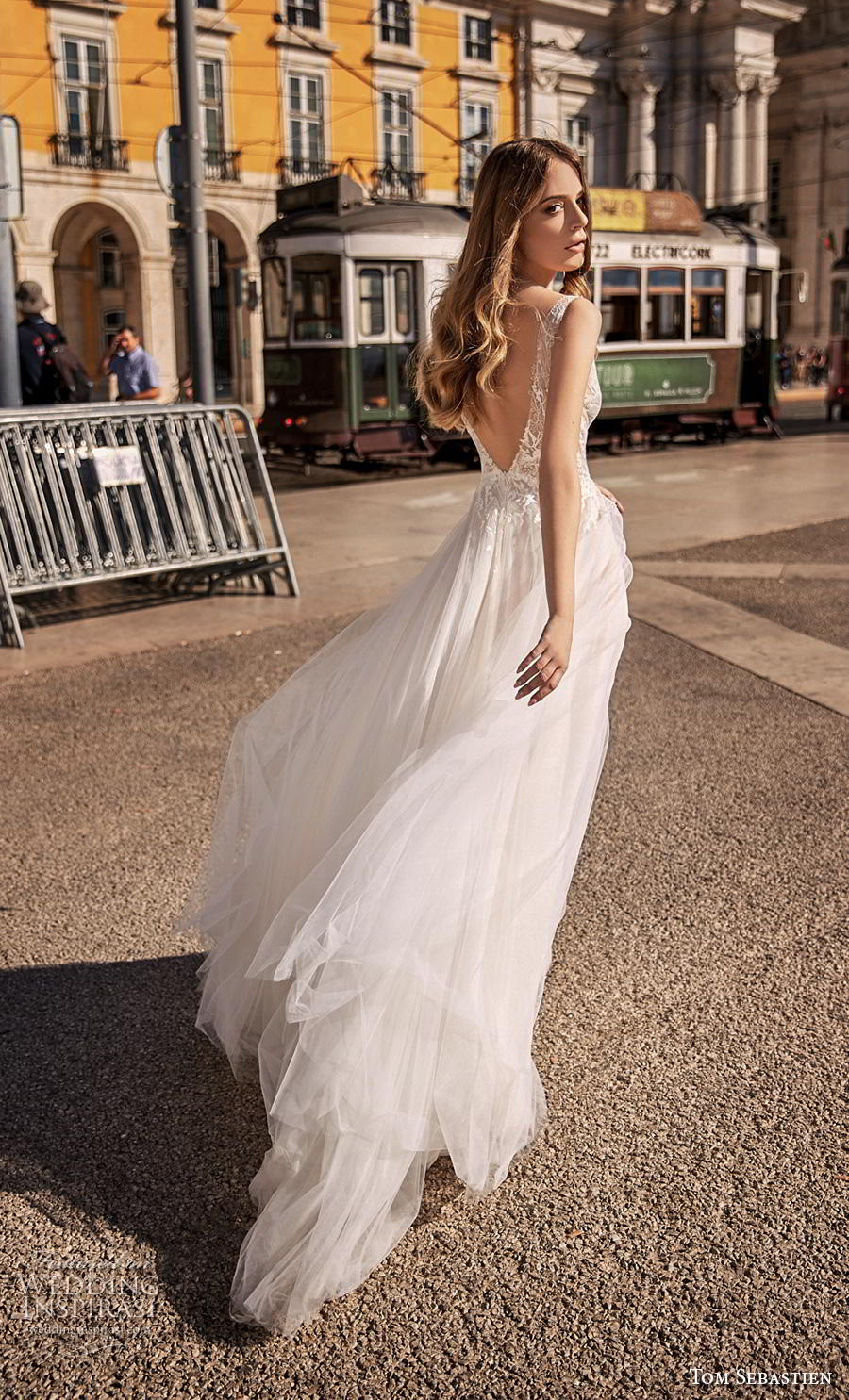 tom sebastian 2019 bridal sleeveless with strap v neck heavily embellished bodice tulle skirt romantic a  line wedding dress v back chapel train (13) bv