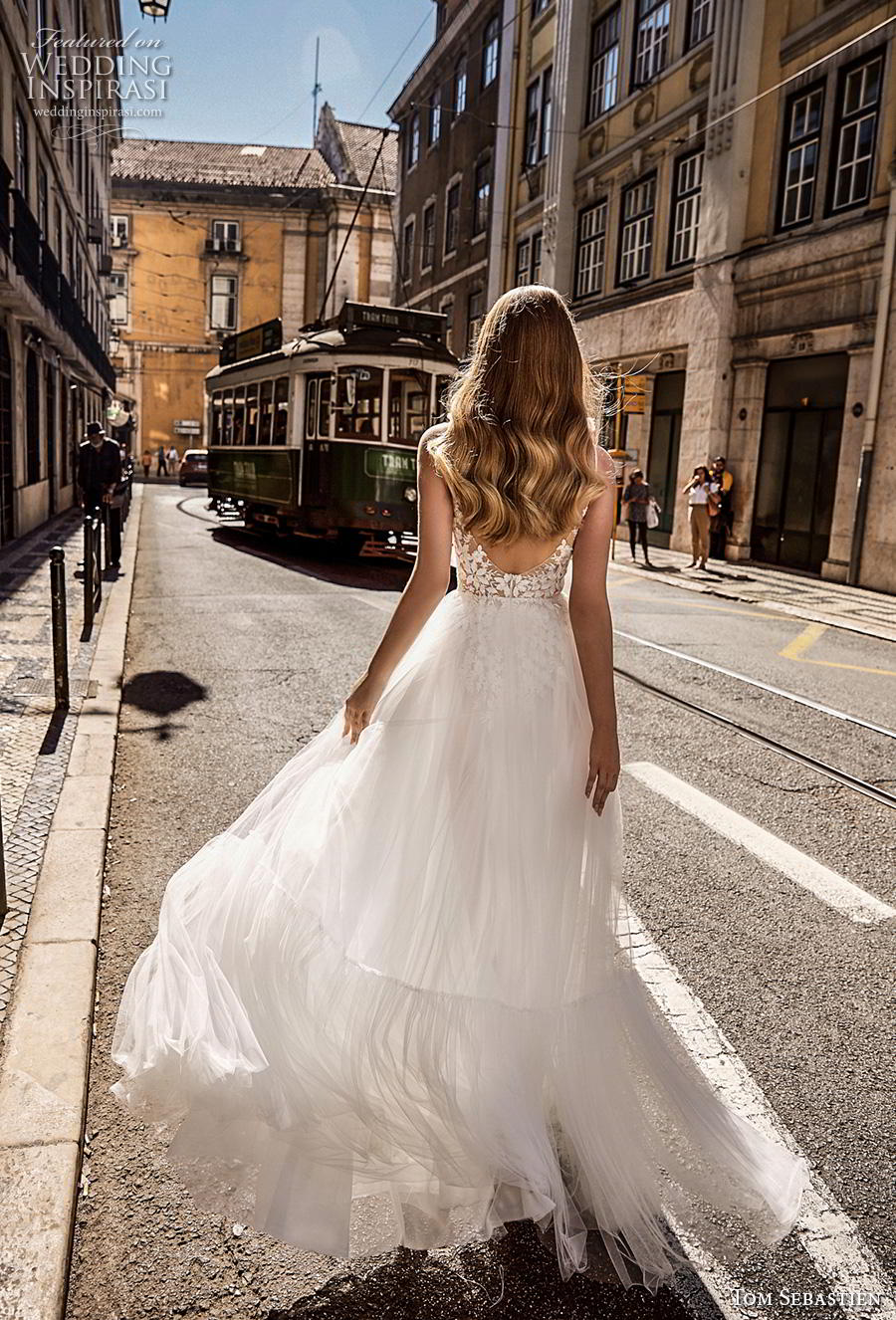 tom sebastian 2019 bridal spaghetti strap diamond neck heavily embellished bodice romantic soft a line wedding dress scoop back sweep train (9) bv tom sebastian 2019 bridal spaghetti strap diamond neck heavily embellished bodice romantic soft a line wedding dress scoop back sweep train (9) bv