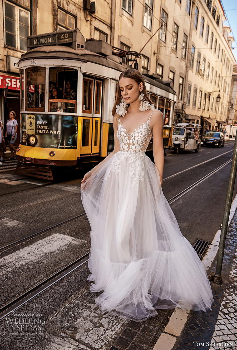 tom sebastian 2019 bridal spaghetti strap diamond neck heavily embellished bodice romantic soft a line wedding dress scoop back sweep train (9) mv tom sebastian 2019 bridal spaghetti strap diamond neck heavily embellished bodice romantic soft a line wedding dress scoop back sweep train (9) mv