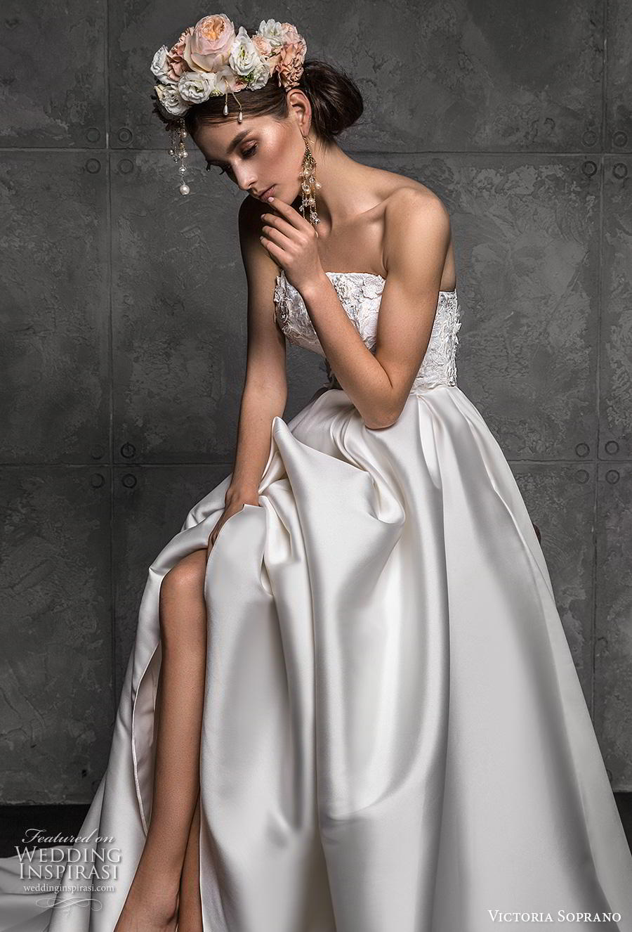 victoria soprano 2020 bridal strapless straight across neckline heavily embellished bodice romantic a  line wedding dress mid back (1) mv