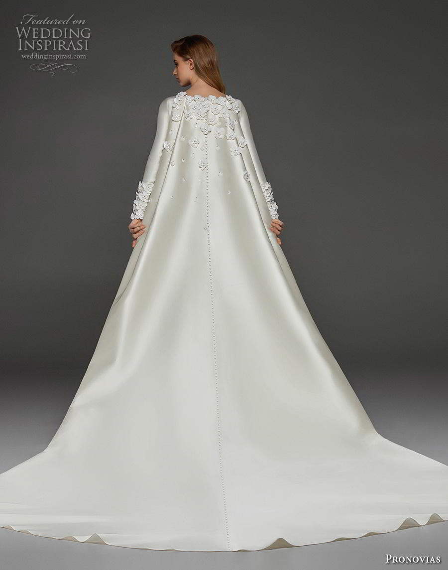 atelier pronovias 2019 bridal long sleeves bateau neckline simple minimalist elegant princess a  line wedding dress watteau train (21) bv