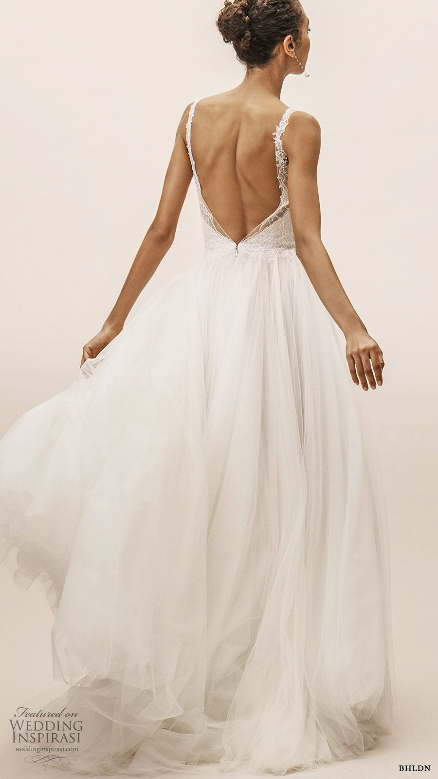 bhldn spring 2019 bridal sleeveless plunging v neckline lace bodice a line ball gown wedding dress low back sweep train romantic (8) bv