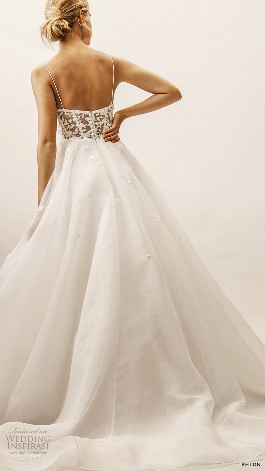 bhldn spring 2019 bridal sleeveless thin straps sweetheart neckline lace bodice a line ball gown wedding dress tiered skirt illusion back (6)