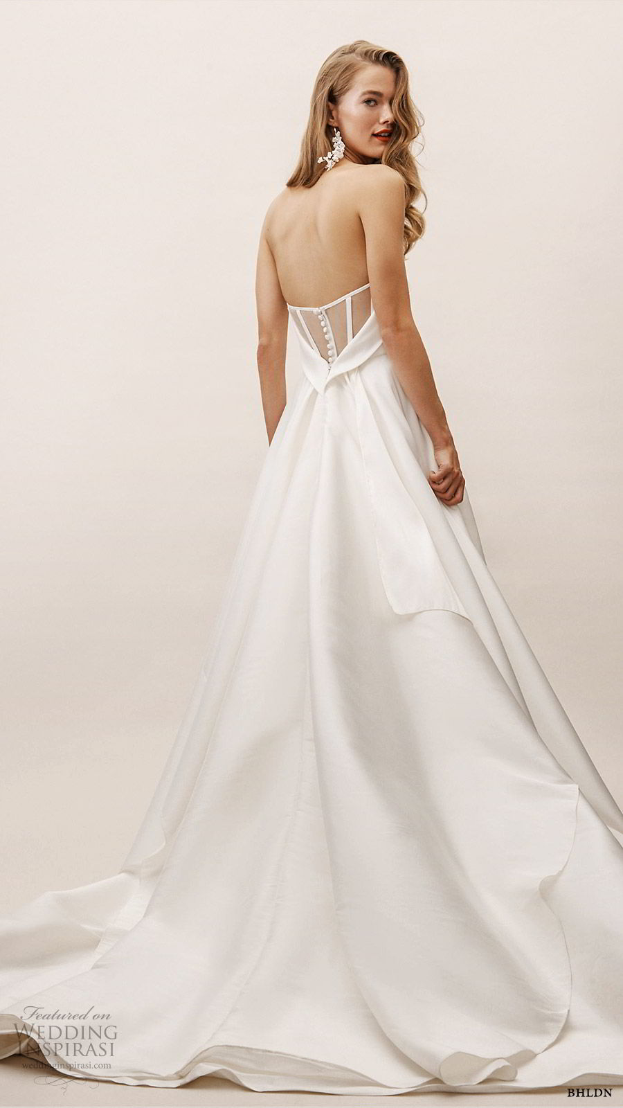 bhldn spring 2019 bridal strapless straight across a line ball gown wedding dress illusion back clean romantic sweep train (17) bv