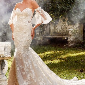eve of milady fall 2018 bridal detached bell sleeves strapless sweetheart fully embellished mermaid wedding dress chapel train elegant romantic (1) mv