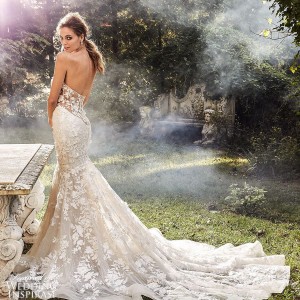 eve of milady fall 2018 bridal detached bell sleeves strapless sweetheart fully embellished mermaid wedding dress sheer back chapel train elegant romantic (1) bv