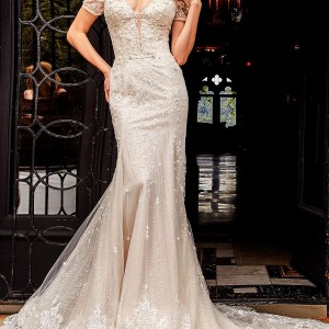 eve of milady fall 2018 bridal off shoulder sweetheart neckline fully embellished fit flare trumpet mermaid wedding dress cathedral train elegant glam (7) mv