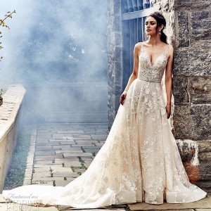 eve of milady fall 2018 bridal sleeveless thin beaded straps fully embellished a line ball gown wedding dress romantic glitzy chapel train (6) mv
