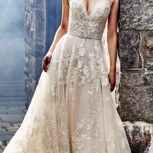 eve of milady fall 2018 bridal sleeveless thin beaded straps fully embellished a line ball gown wedding dress romantic glitzy chapel train (6) mv
