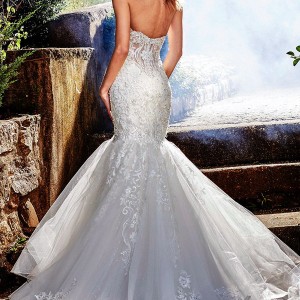 eve of milady fall 2018 bridal strapless sweetheart fully embellished mermaid lace wedding dress sheer back cathedral train elegant romantic (9) bv