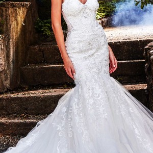 eve of milady fall 2018 bridal strapless sweetheart fully embellished mermaid lace wedding dress sheer back cathedral train elegant romantic (9) mv