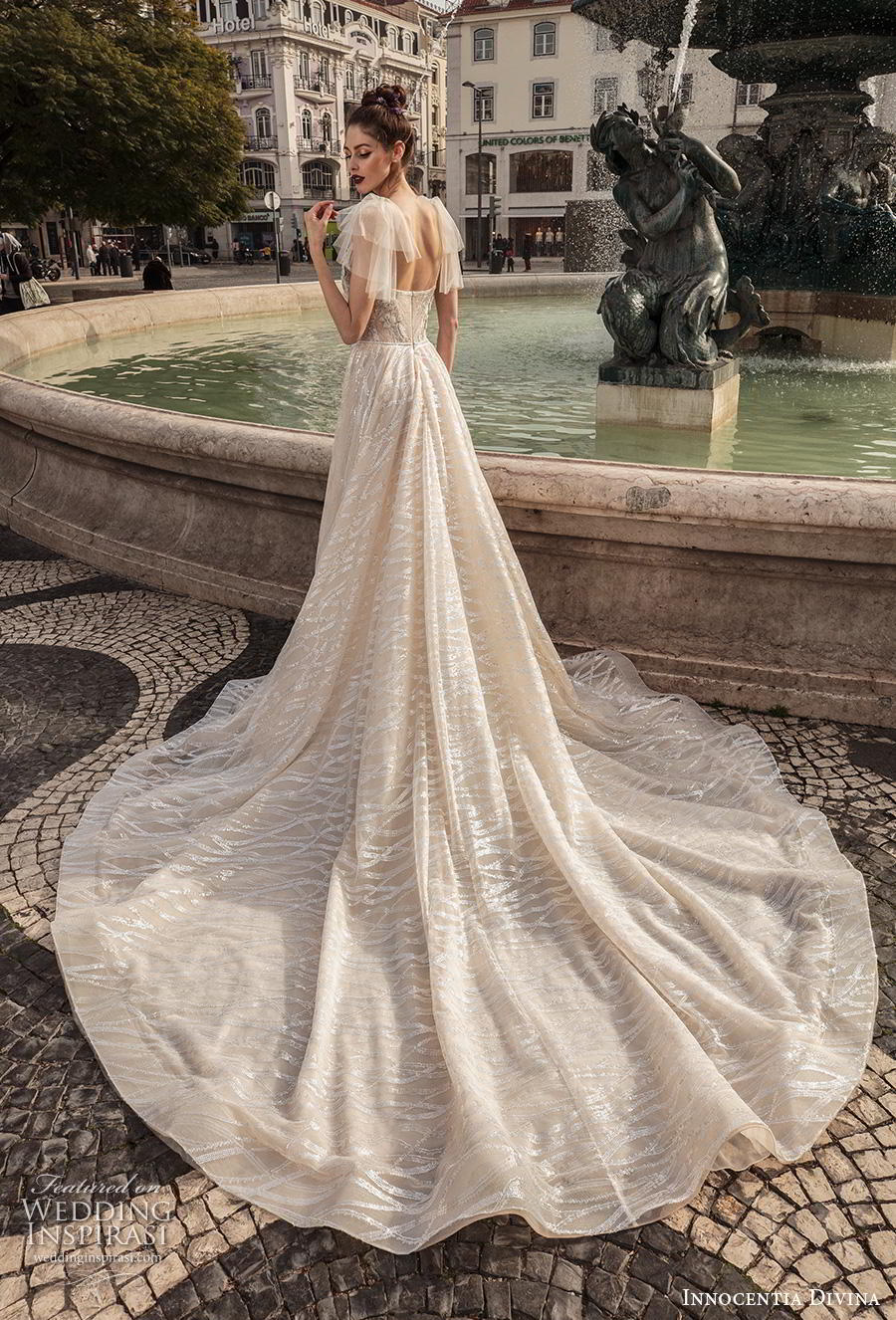 innocentia 2019 Divina bridal sleveeless spaghetti ribbon strap diamond neck full embellishment romantic ivory soft a  line wedding dress mid back chapel train (5) bv