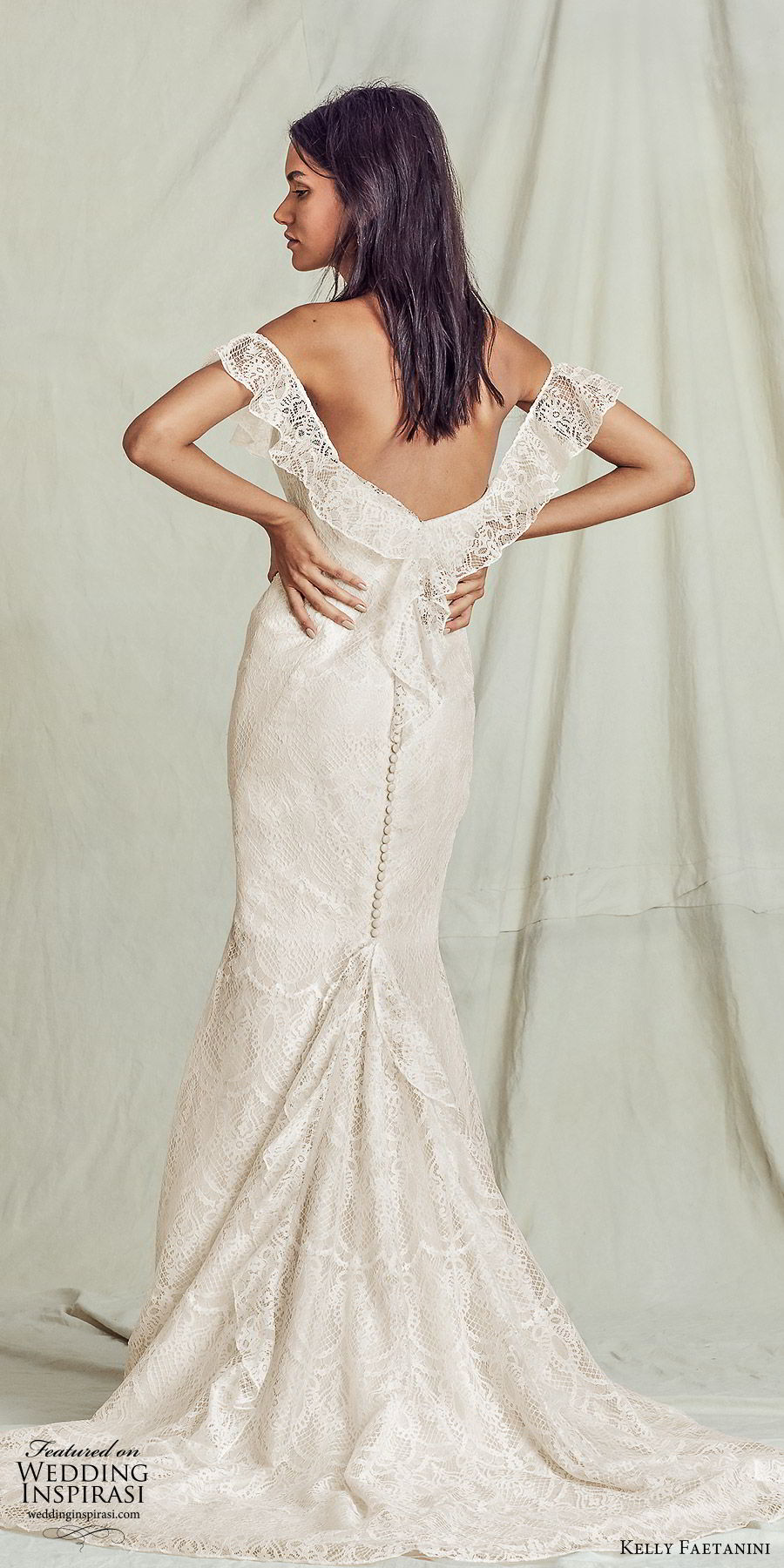 kelly faetanini fall 2019 bridal off shoulder sweetheart neckline sheath trumpet mermaid lace wedding dress elegant boho (8) bv