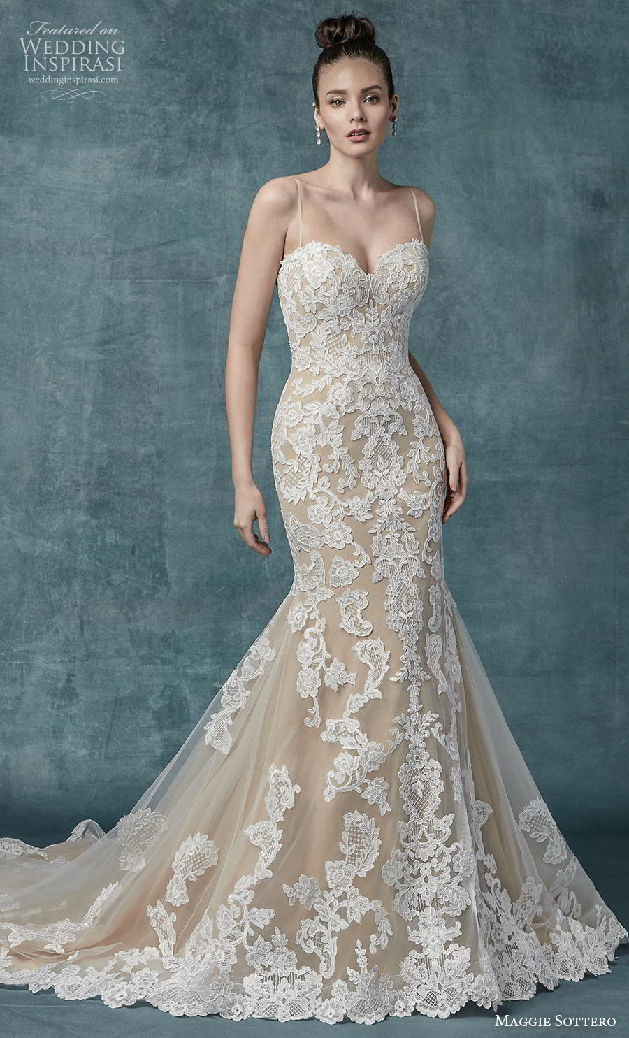 maggie sottero spring 2019 bridal sleeveless spaghetti strap sweetheart neckline full embellishment elegant ivory mermaid wedding dress mid back chapel train (11) mv