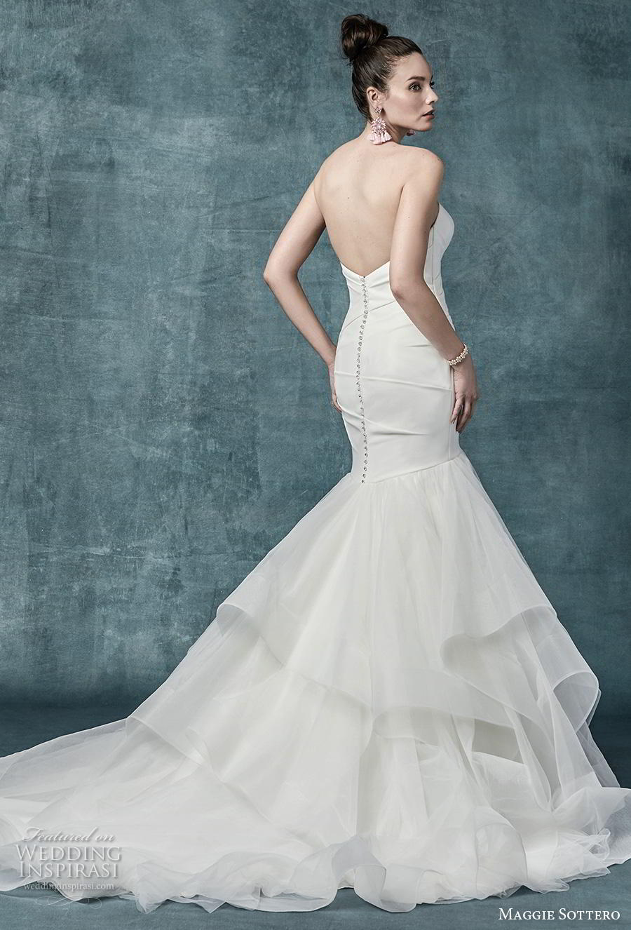 maggie sottero spring 2019 bridal strapless sweetheart neckline wrap over ruched bodice simple elegant mermaid wedding dress mid back chapel train (8) bv