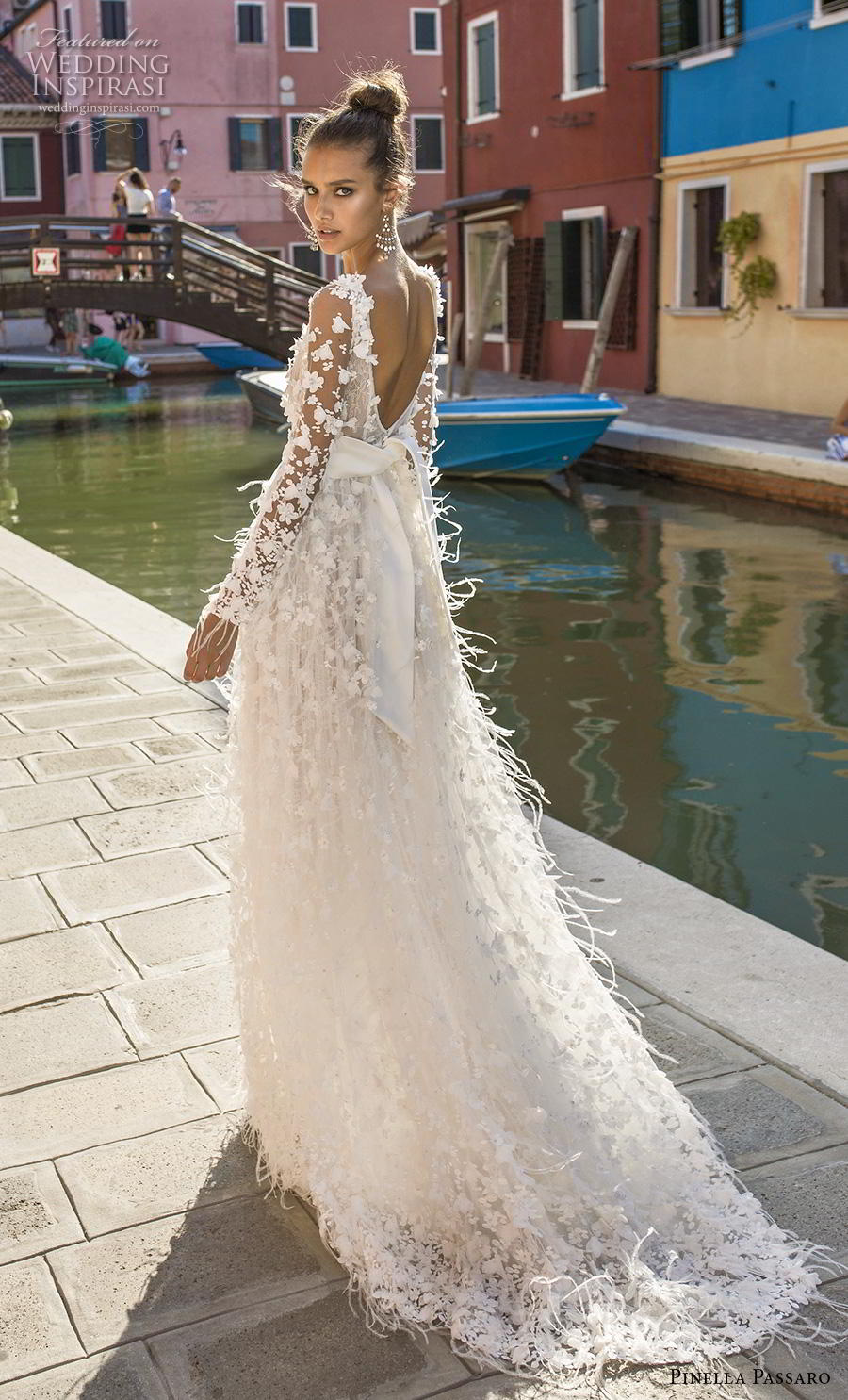 pinella passaro 2019 bridal long sleeves deep v neck full embellishment romantic pretty a  line wedding dress backless v back chapel train (11) bv