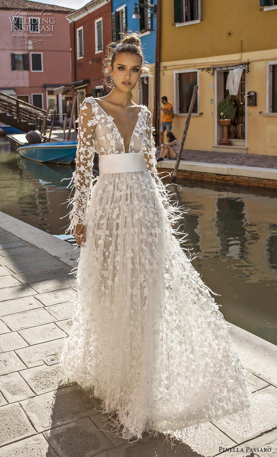 pinella passaro 2019 bridal long sleeves deep v neck full embellishment romantic pretty a  line wedding dress backless v back chapel train (11) mv