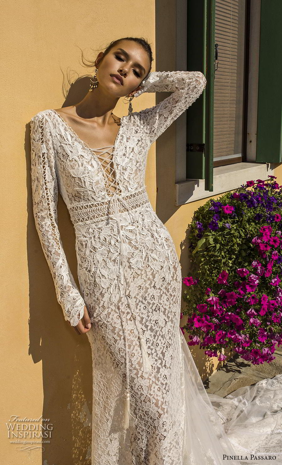 pinella passaro 2019 bridal long sleeves deep v neck full embellishment romantic sexy a  line wedding dress v back chapel train (9) zv