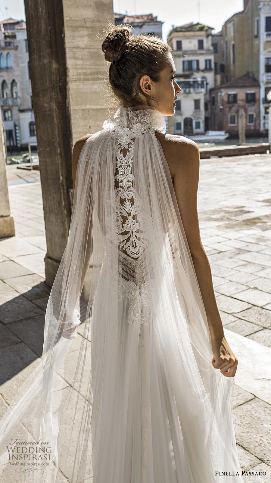 pinella passaro 2019 bridal sleeveless halter neck heavily embellished bodice tulle skirt romantic glamorous soft a  line wedding dress lace back chapel train (7) zbv