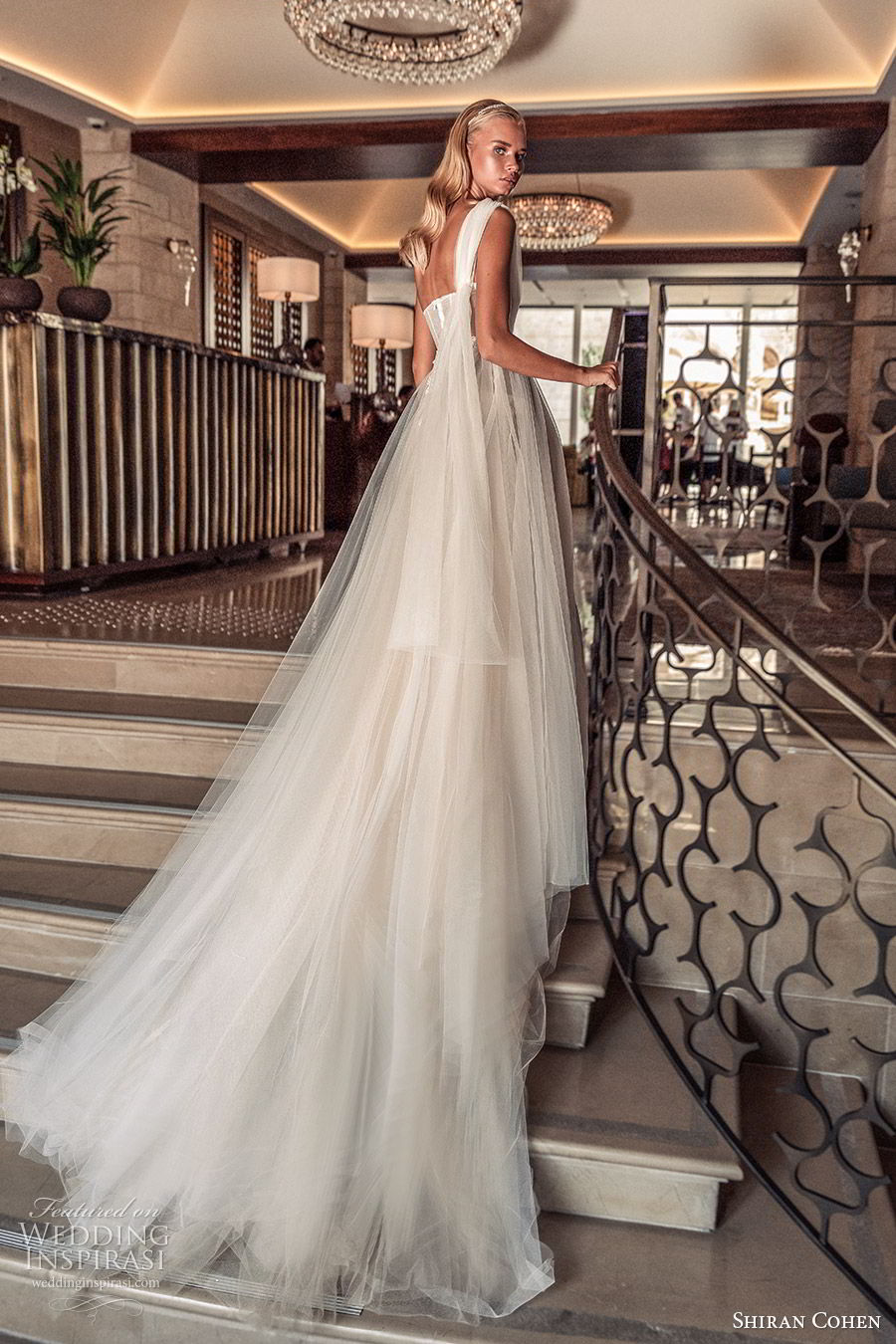 shiran cohen 2019 bridal one shoulder strap straight across embellished bodice a line ball gown wedding dress chapel train romantic elegant (11) bv