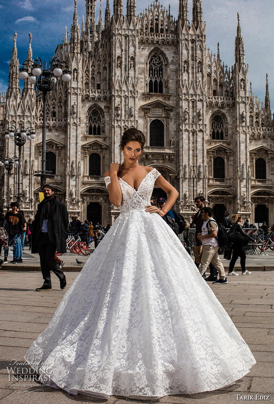 tarik ediz 2019 bridal off the shoulder v neck full embellishment romantic princess ball gown a  line wedding dress (22) mv