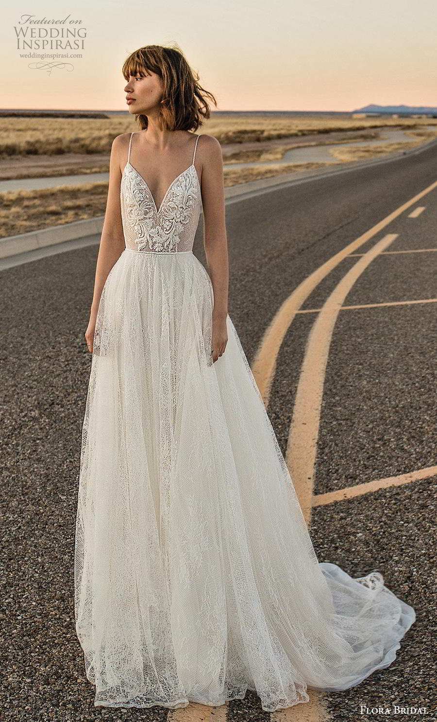 flora bridal 2019 bridal sleeveless spaghetti strap deep sweetheart neckline heavily embellished bodice soft a  line wedding dress backless sweep train (5) mv