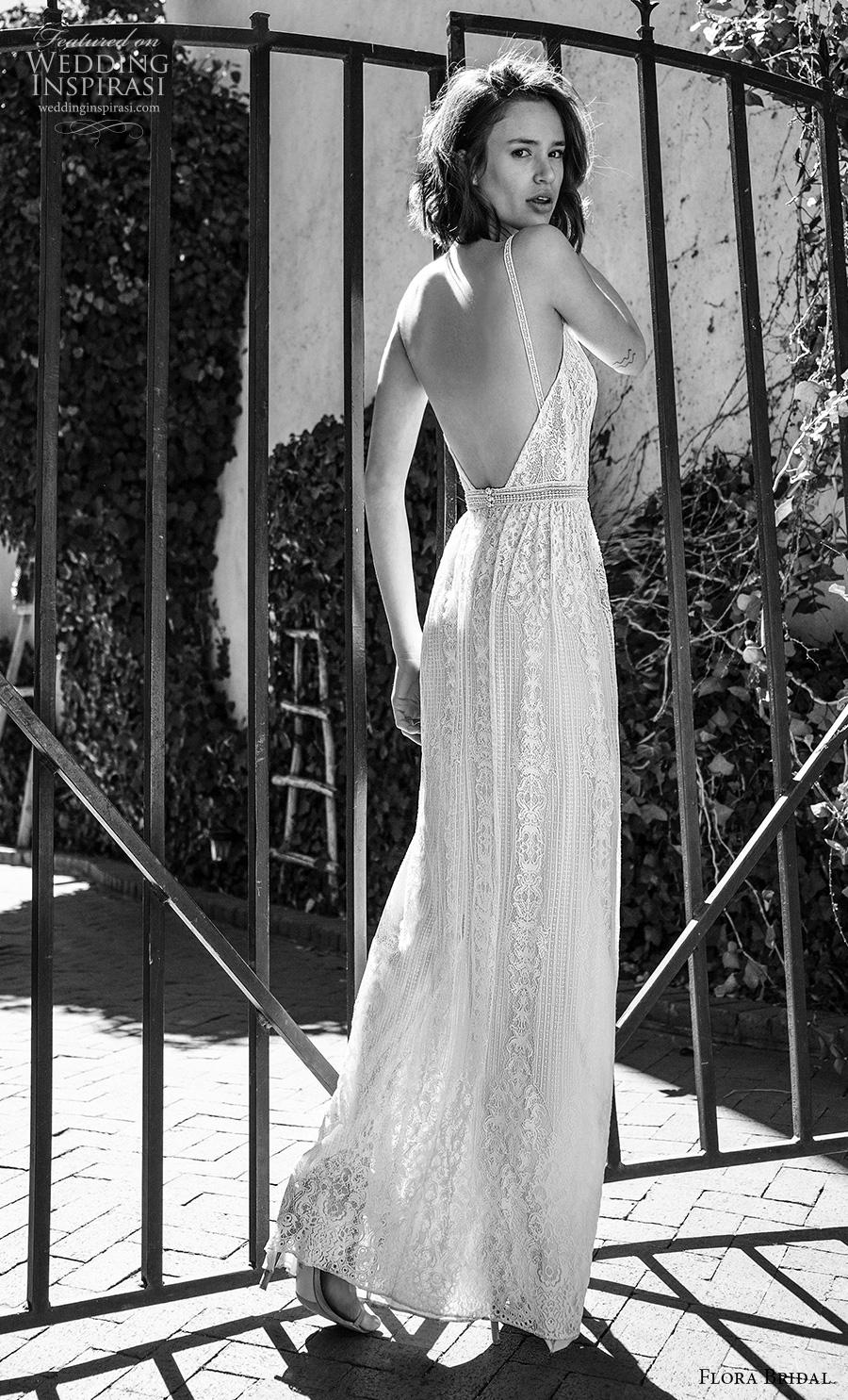 flora bridal 2019 bridal sleeveless thin strap square neckline full embellishment bohemian romantic soft a  line wedding dress backless low back sweep train (14) bv