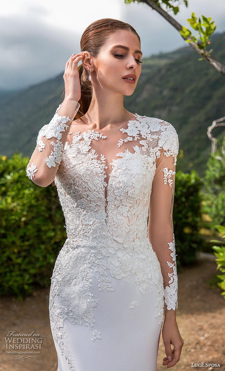 luce sposa 2019 bridal long sleeves illusion jewel heavily embellished bodice elegant modified a  line wedding dress backless chapel train (13) zv