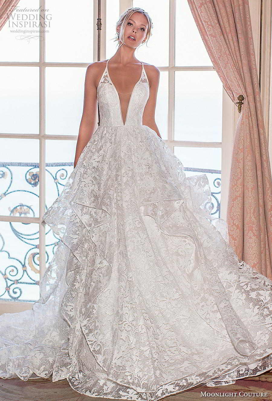 moonlight s2019 couture bridal sleeveless halter deep v neck full embellishment romantic a line wedding dress cross strap back chapel train (8) mv moonlight s2019 couture bridal sleeveless halter deep v neck full embellishment romantic a line wedding dress cross strap back chapel train (8) mv